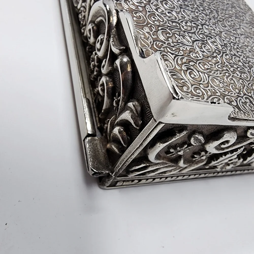 Vintage Godinger Velvet Lined Ornate Mirrored Jewelry Box Silver Plated 1992